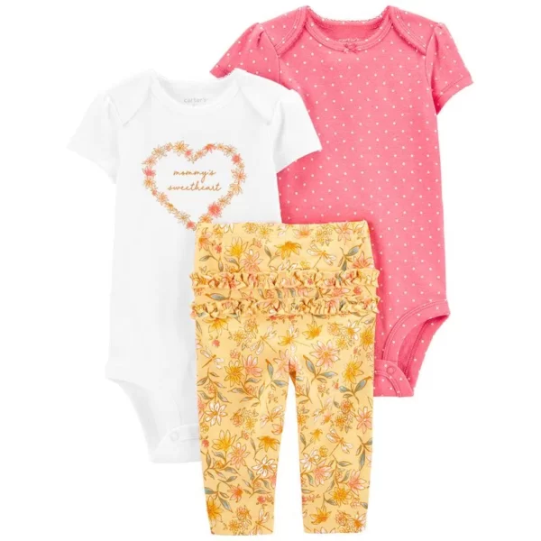 Carter´s Set 3 Piezas Bodies Mangas Cortas Pantalon Floral