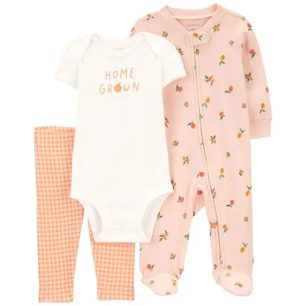 Set 3 Piezas Osito Pijama Body Mangas Cortas Pantalon